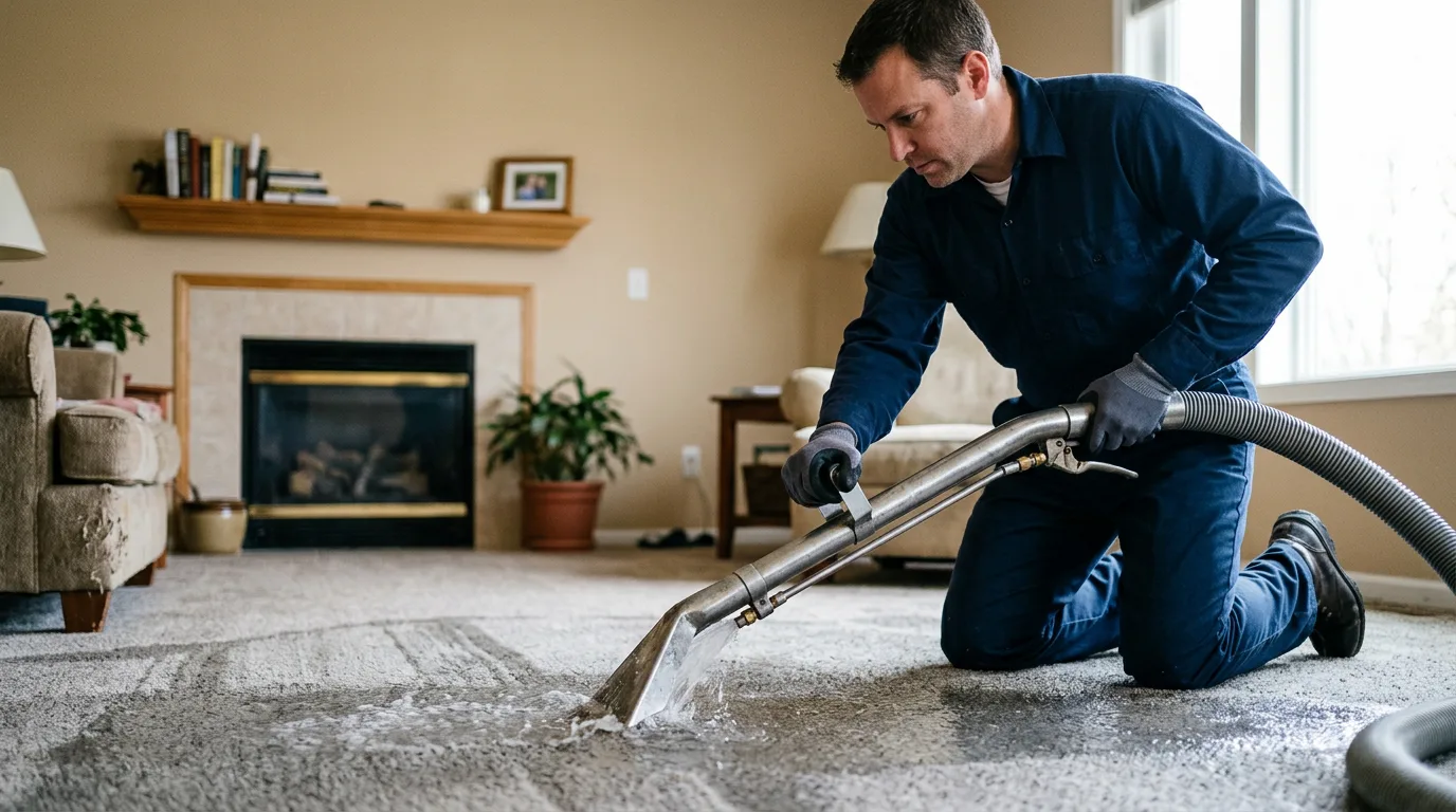 Water damage restoration technician working near Manteca, CA